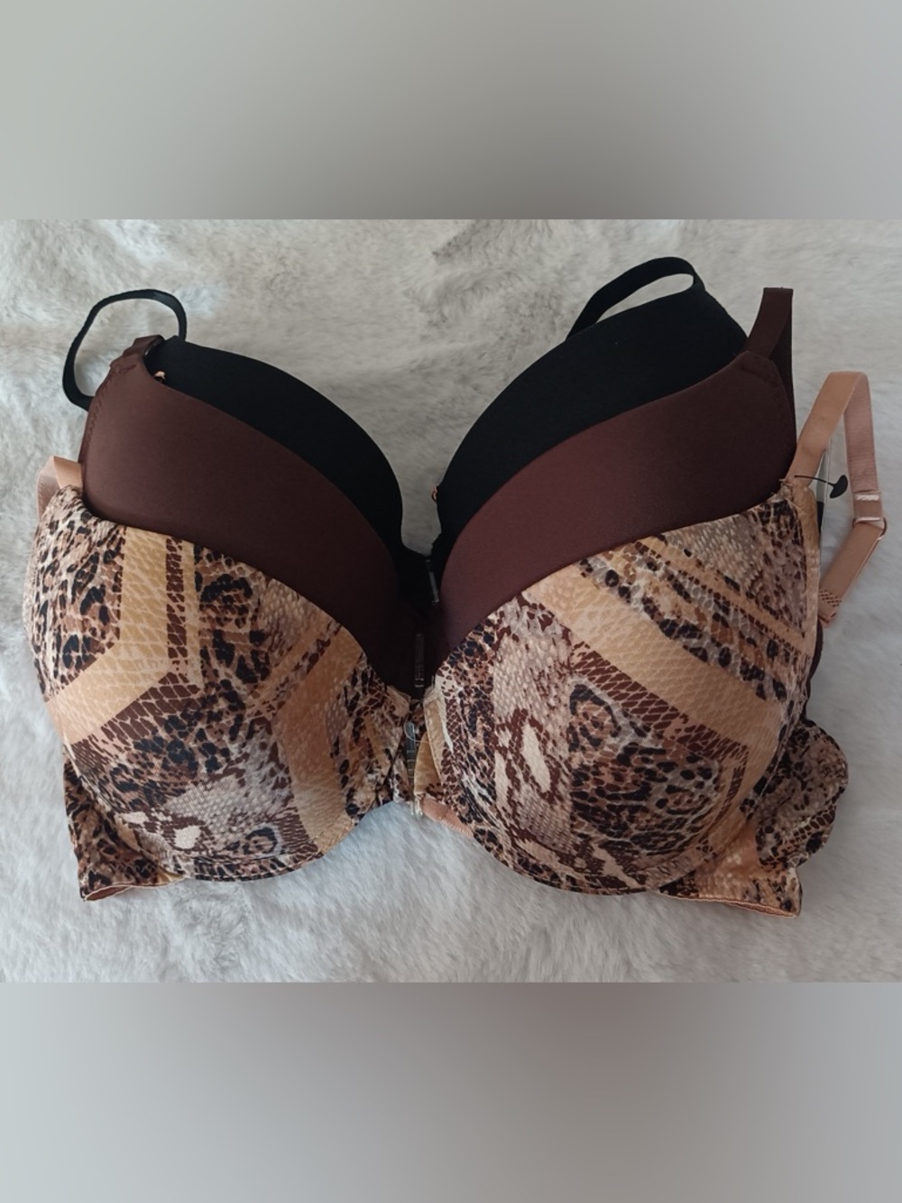36C Women’s Brown Animal Print 3pack Bra